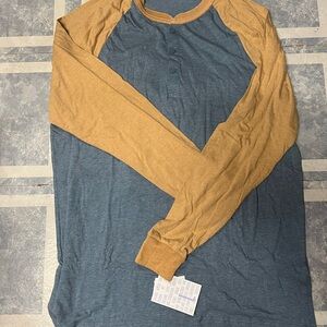 LuLaRoe Blue and Yellow Mark Long Sleeve Shirt